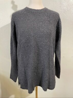 Eileen Fisher NWT Wool Cashmere Boucle Sweater M Charcoal Black Cozy Fisherman